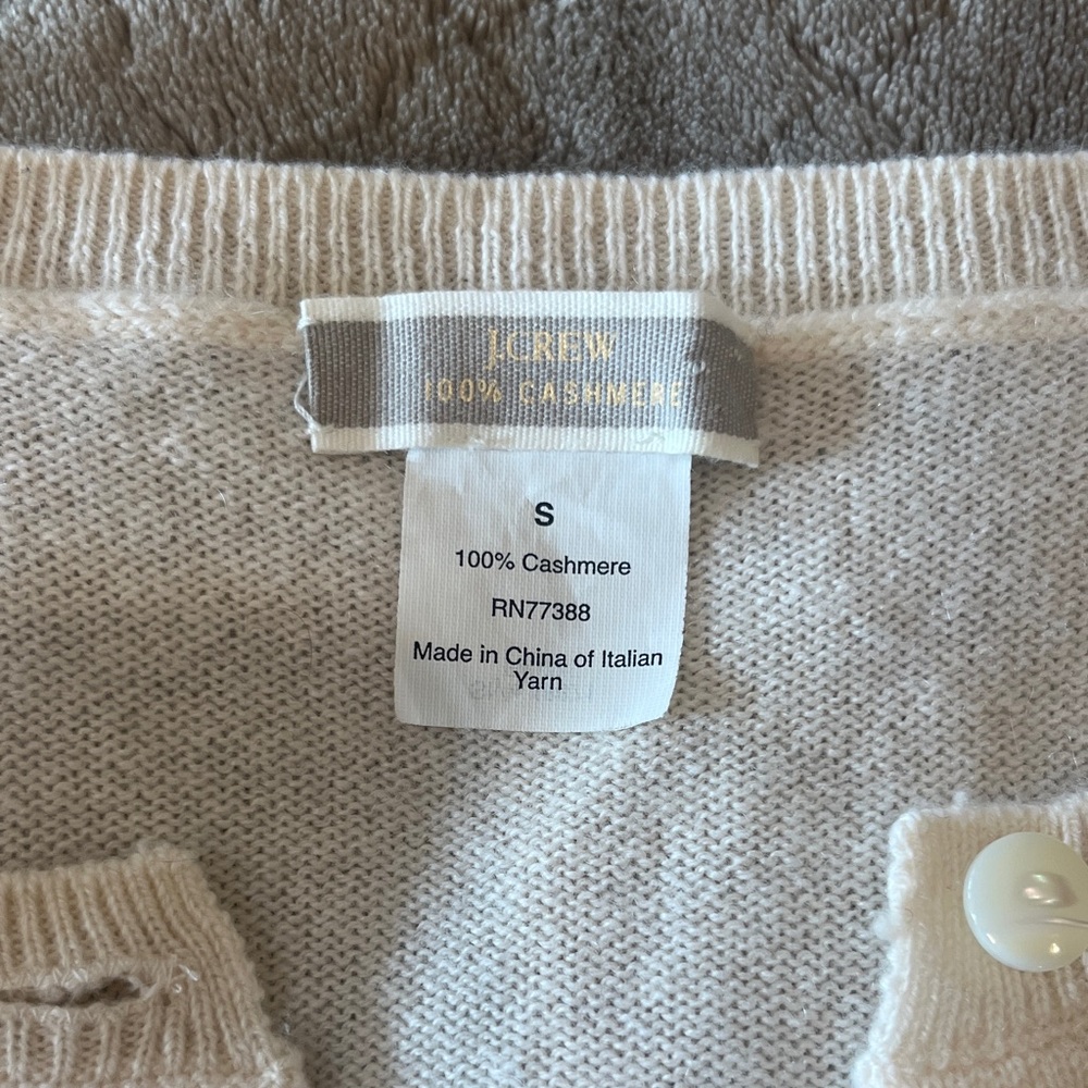 J Crew 100% Cashmere Cream Cardigan - Picture 2 of 2